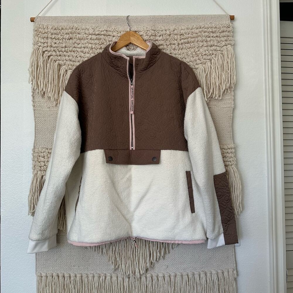 Spiritual Gangster Half Zip Sherpa Pullover NWT